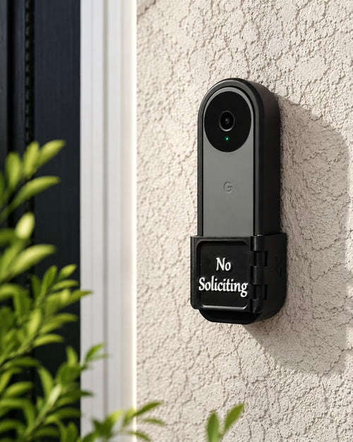 AvrenForge No Soliciting cover installed on a Google Nest Doorbell 2nd Gen, Wired